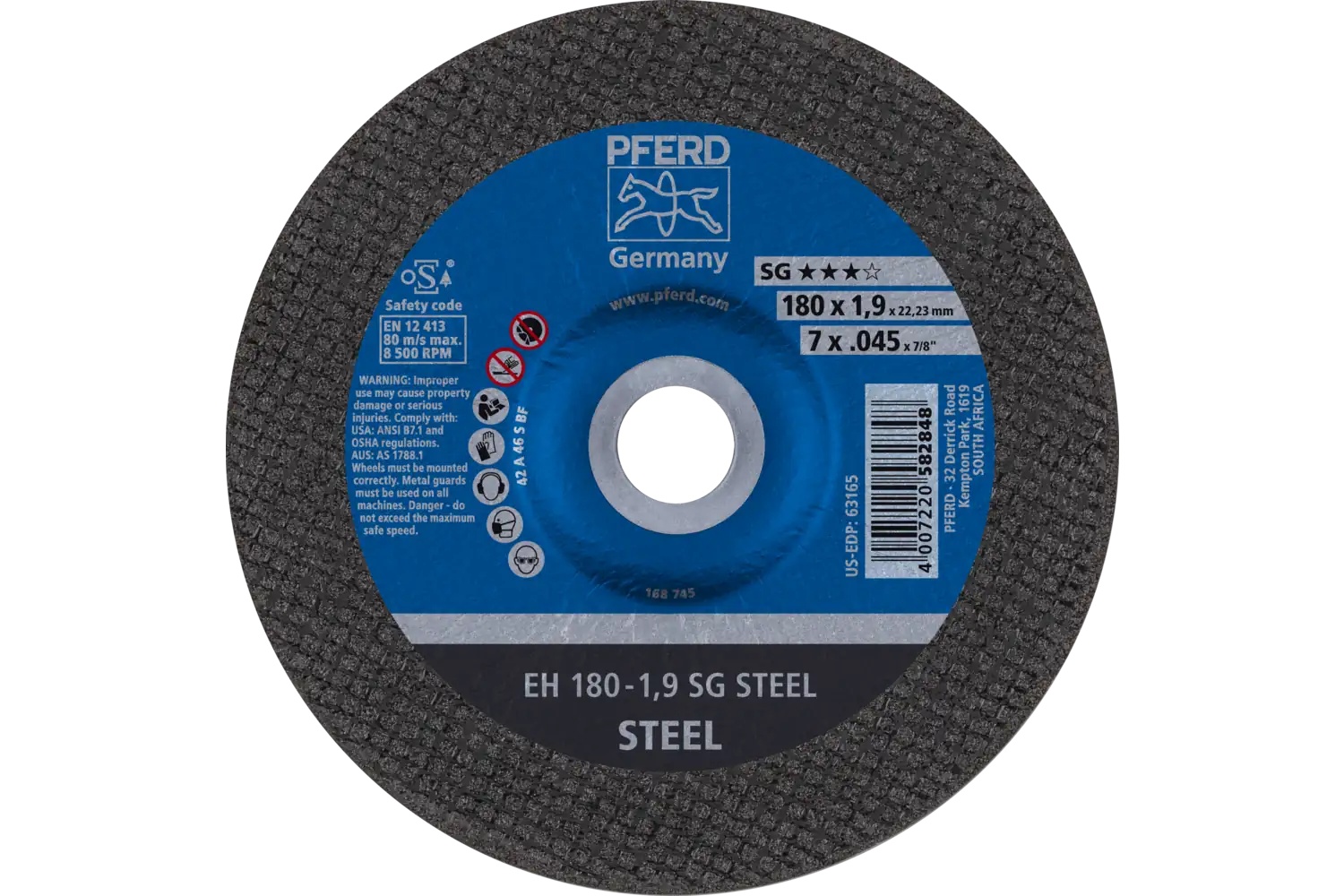 Picture of Pferd Cut-Off Wheel, 7" X .045 X 7/8, Sg Steel, T27, Aluminum Oxide